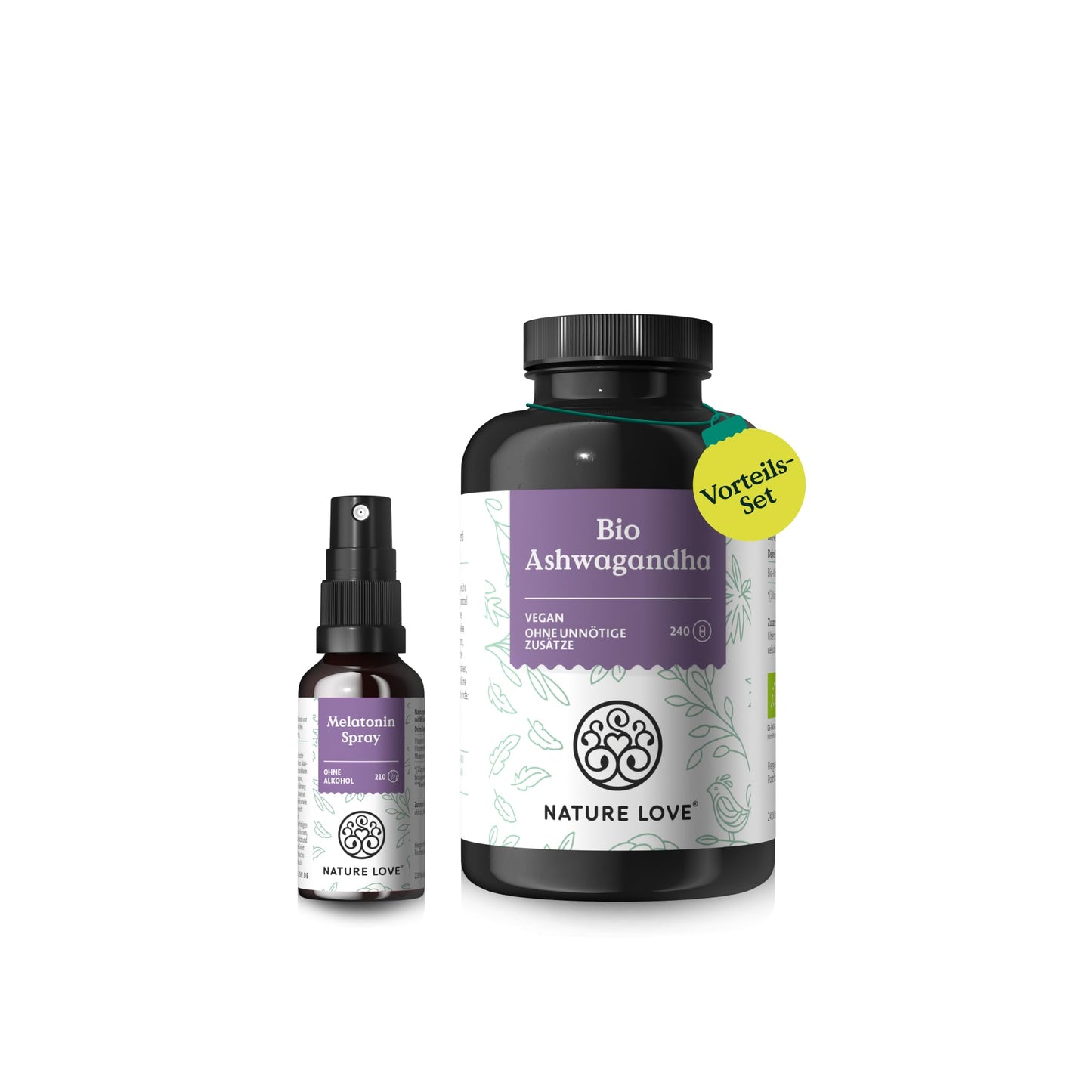 NATURE LOVE® Bio Ashwagandha - 240 Kapseln - Hochdosiert mit 1950mg je Tagesdosis - Hochwertiges indisches Ashwagandha - Laborgeprüft, vegan, in Deutschland produziert