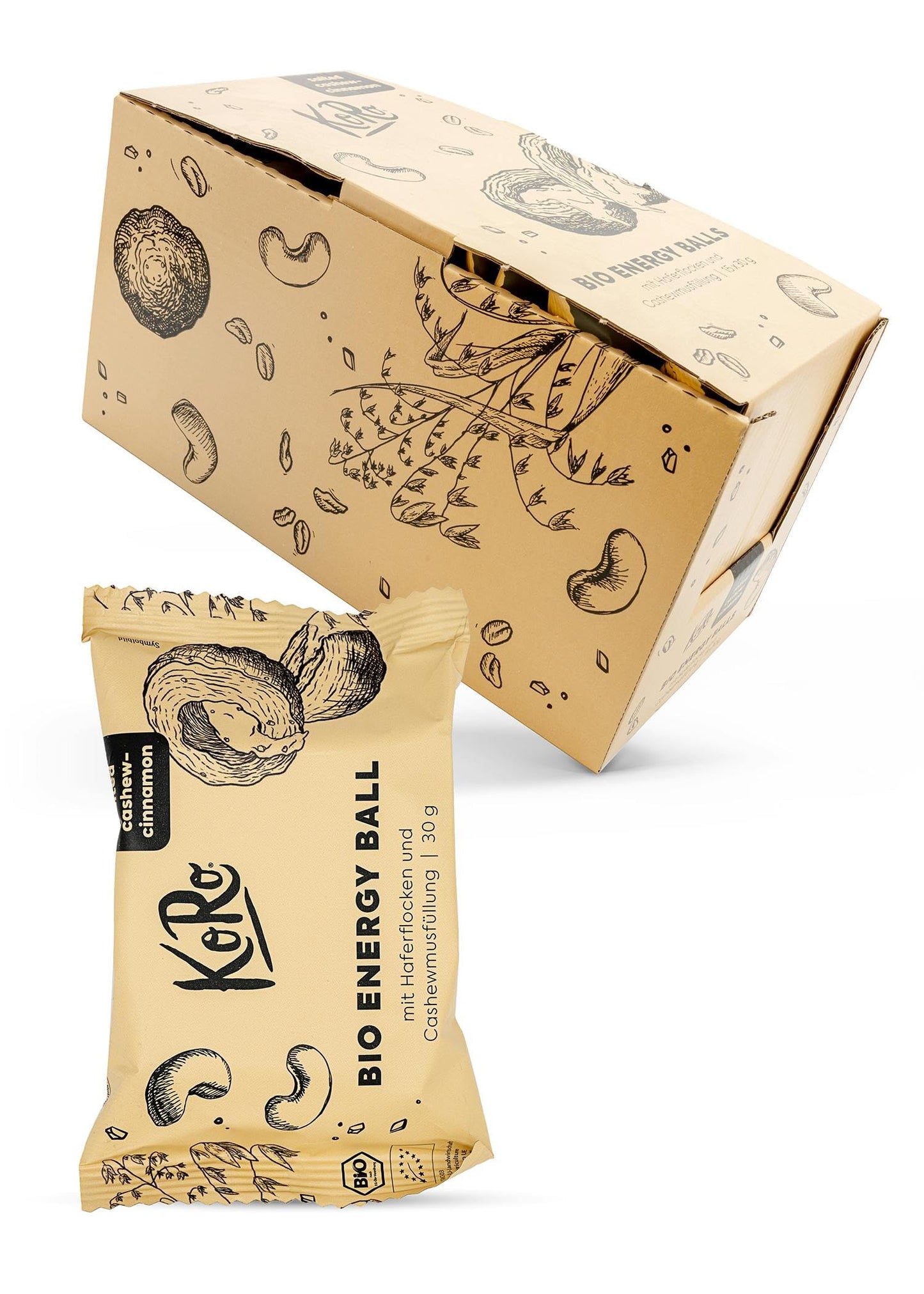 KoRo Bio Energy Balls Salted Hazelnut - Bio und vegan - Mit cremiger Haselnussmusfüllung - Hoher Ballaststoffgehalt