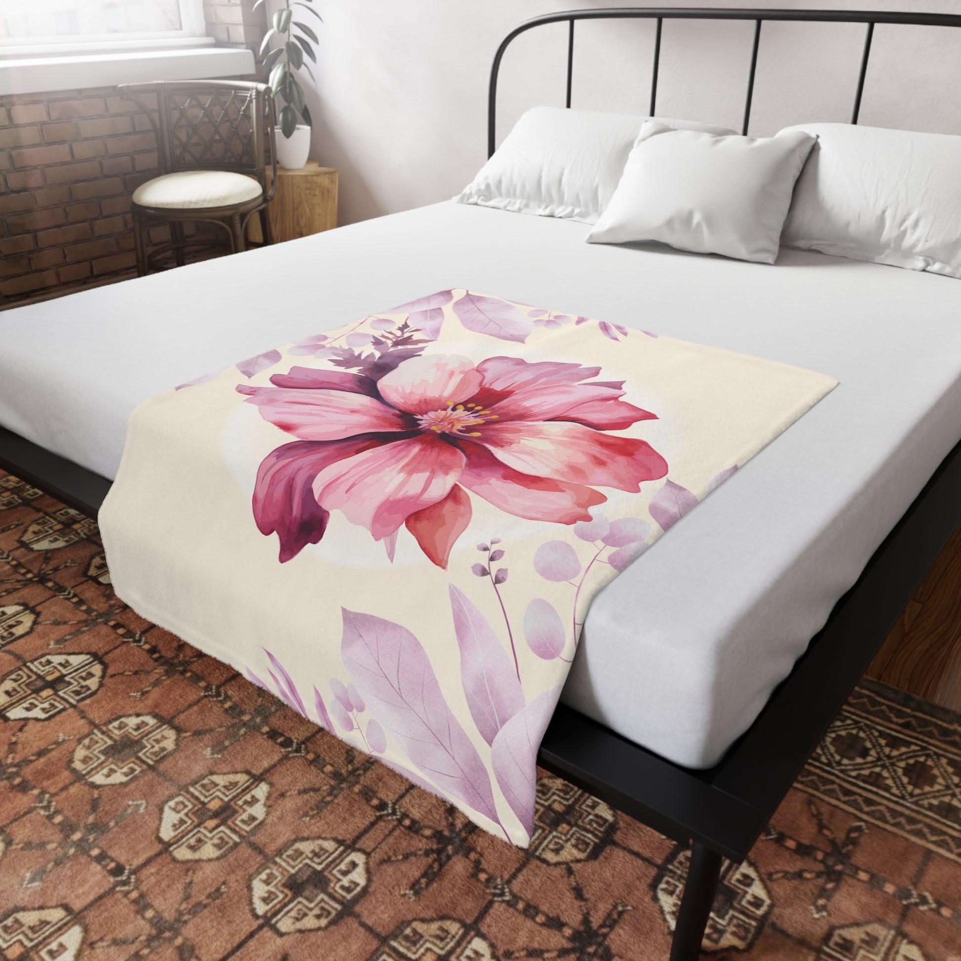 Elegante Florale Fleece Decke - sunny.side-Productions