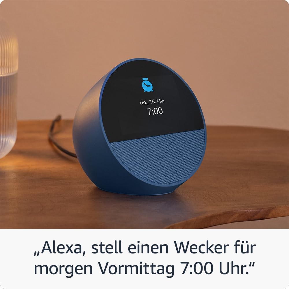 Amazon Echo Spot (2024), smarter Wecker mit sattem Klang und Alexa, Schwarz