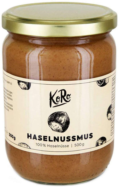 KoRo - Haselnussmus 500 g - Ohne Zusätze oder Konservierungsstoffe - Aus 100% Haselnüssen - Perfekt für Smoothies Bowls, Salatdressings und Brotaufstriche - Großes Glas zum Vorteilspreis