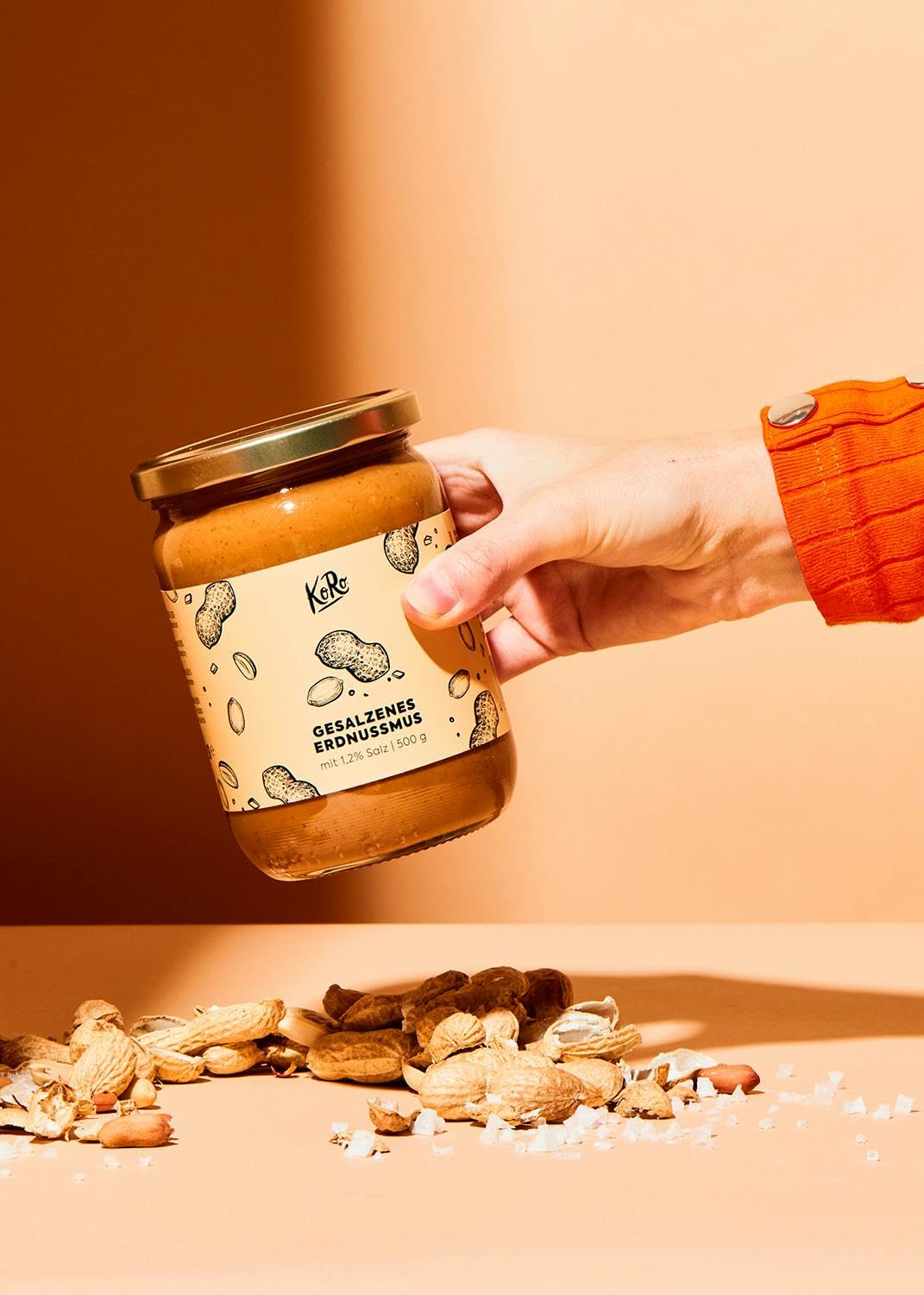 KoRo - Gesalzenes Erdnussmus 500 g - Vegan - Nussmus aus gerösteten Erdnüssen und einer Prise Salz - Ohne Palmöl und ohne Zuckerzusatz* - Proteinquelle