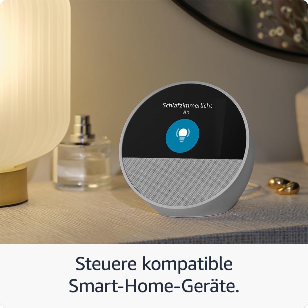 Amazon Echo Spot (2024), smarter Wecker mit sattem Klang und Alexa, Schwarz