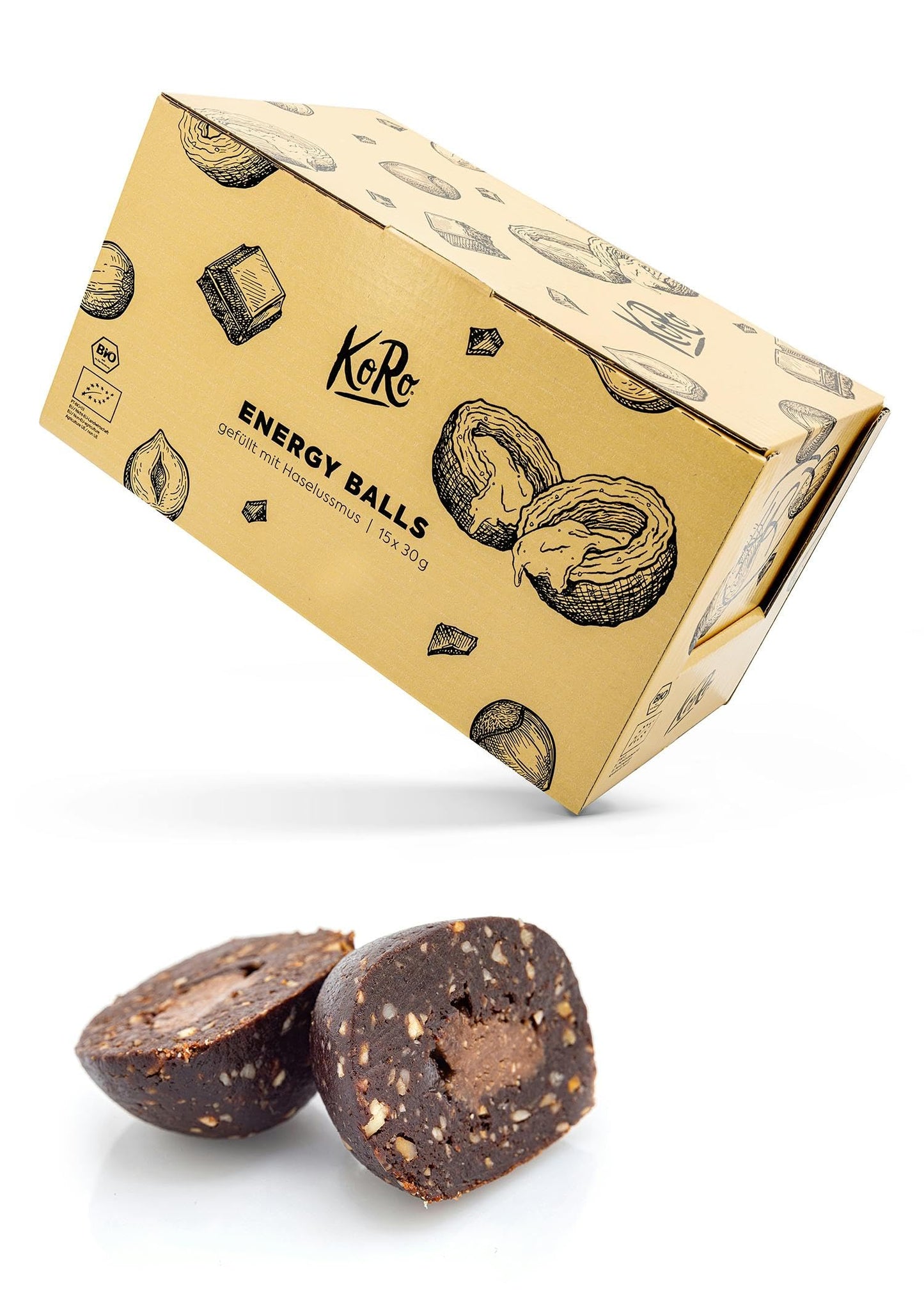 KoRo Bio Energy Balls Salted Hazelnut - Bio und vegan - Mit cremiger Haselnussmusfüllung - Hoher Ballaststoffgehalt