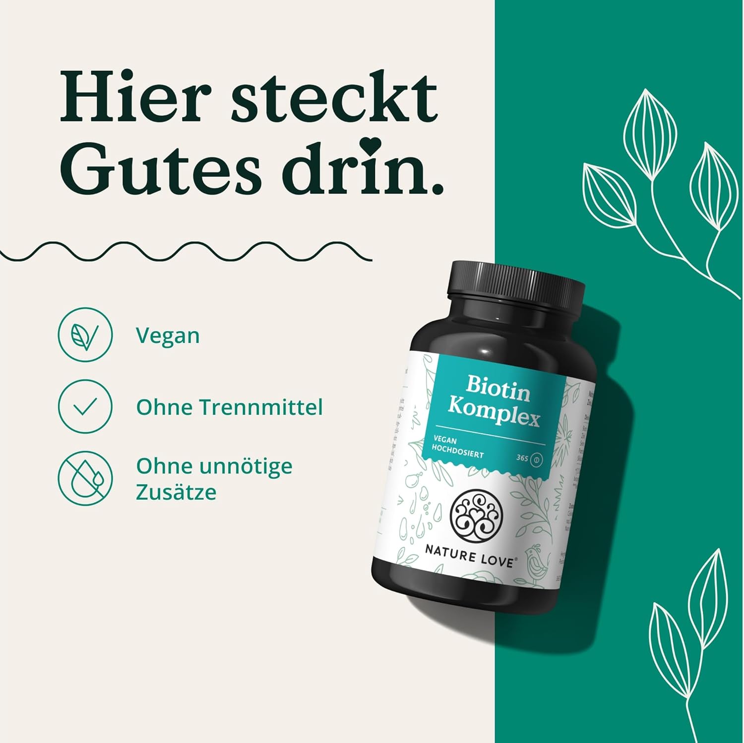 Biotin Komplex - mit Zink, Selen, Silizium & Vitamin B5 - hochdosiert mit 10.000µg Biotin - 365 Tabletten für Haare, Haut und Nägel - Haar Vitamine im Jahresvorrat - vegan & laborgeprüft