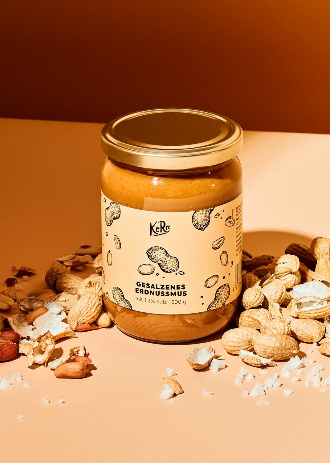 KoRo - Gesalzenes Erdnussmus 500 g - Vegan - Nussmus aus gerösteten Erdnüssen und einer Prise Salz - Ohne Palmöl und ohne Zuckerzusatz* - Proteinquelle