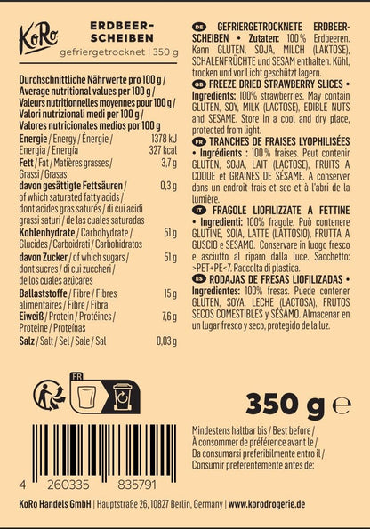 KoRo - Gefriergetrocknete Erdbeeren 2 x 350 g - Schonend getrocknete Trockenfrüchte - 100% pflanzlich und naturbelassen