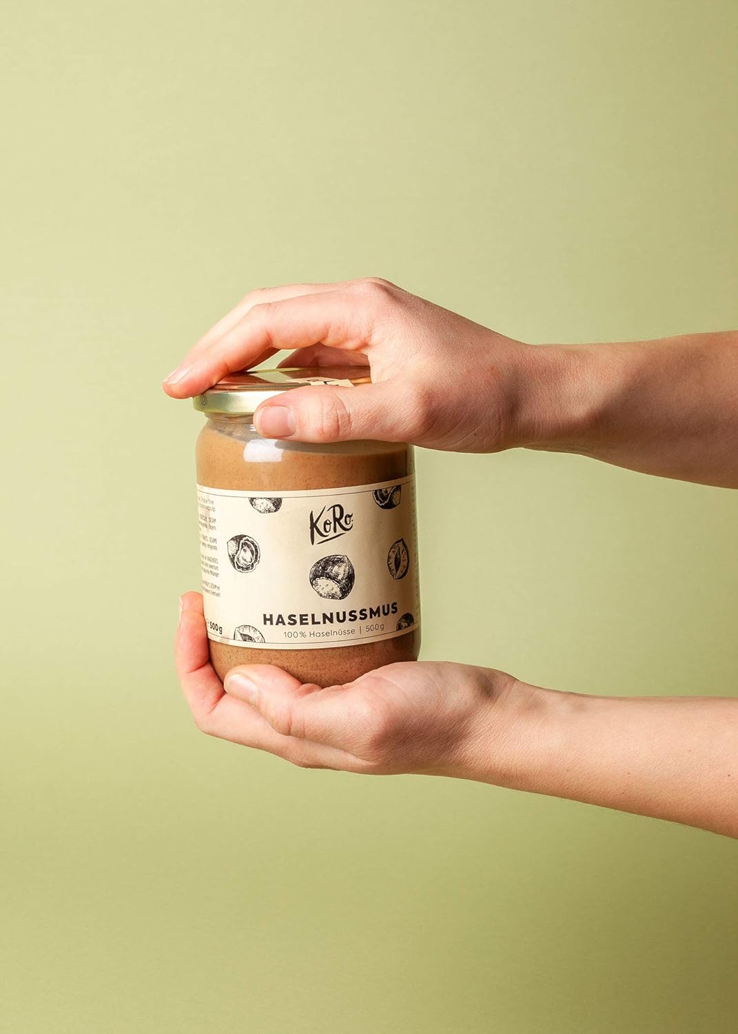 KoRo - Haselnussmus 500 g - Ohne Zusätze oder Konservierungsstoffe - Aus 100% Haselnüssen - Perfekt für Smoothies Bowls, Salatdressings und Brotaufstriche - Großes Glas zum Vorteilspreis