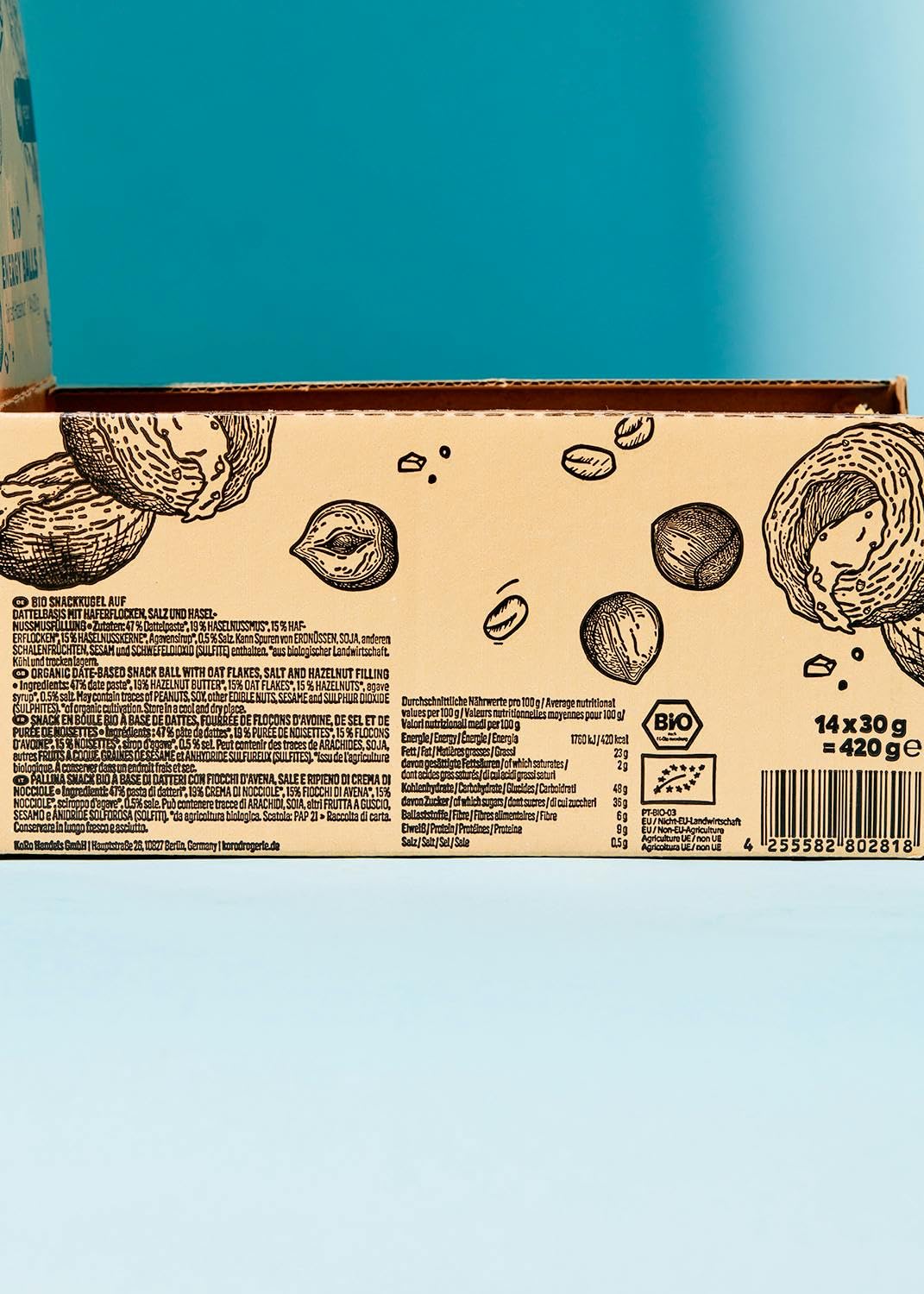 KoRo Bio Energy Balls Salted Hazelnut - Bio und vegan - Mit cremiger Haselnussmusfüllung - Hoher Ballaststoffgehalt