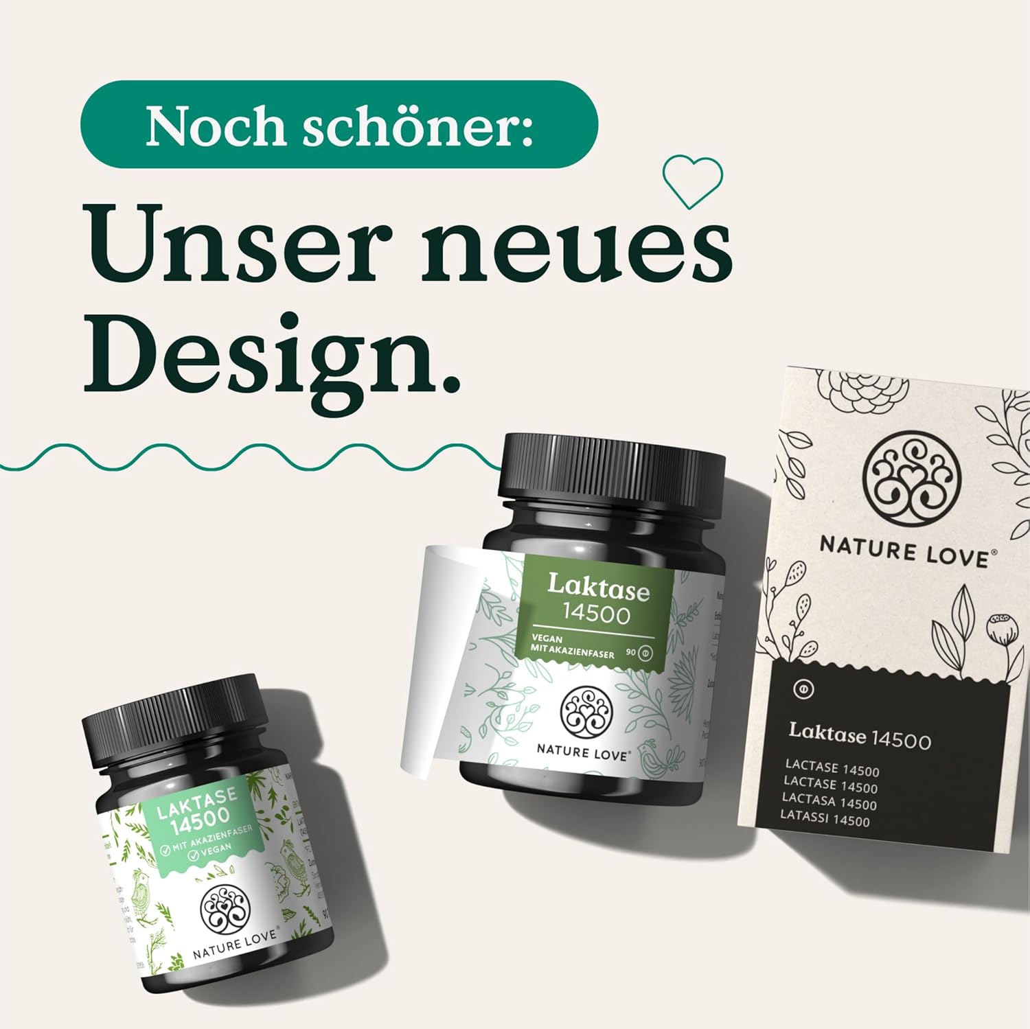 NATURE LOVE® Laktasetabletten – 90 Tabletten – Hochdosiert mit 14500 FCC – mit Akazienfaser ohne synthetische Zusätze, vegan – laborgeprüfte Lactase Tabletten, in Deutschland produziert