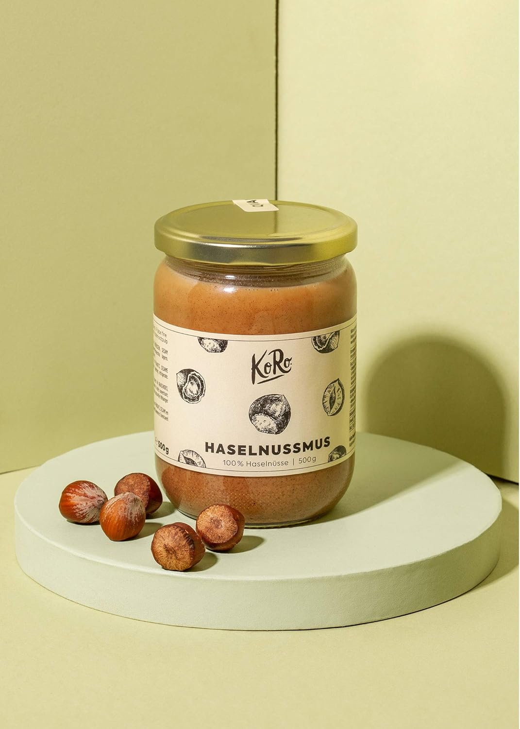 KoRo - Haselnussmus 500 g - Ohne Zusätze oder Konservierungsstoffe - Aus 100% Haselnüssen - Perfekt für Smoothies Bowls, Salatdressings und Brotaufstriche - Großes Glas zum Vorteilspreis