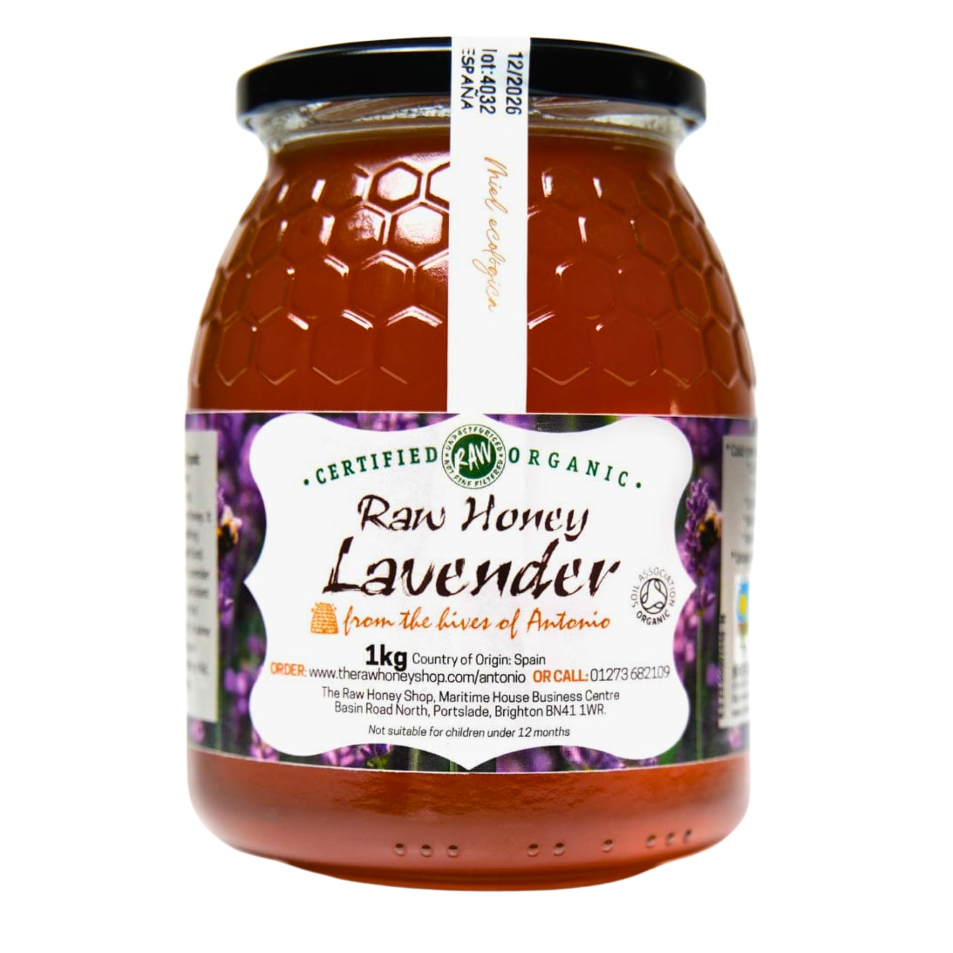 Antonio's Raw Certified Organic Wild Lavender Honey |Pure Wilderness Honey |Unpasteurised |Single Origin |The Raw Honey Shop |(1kg)