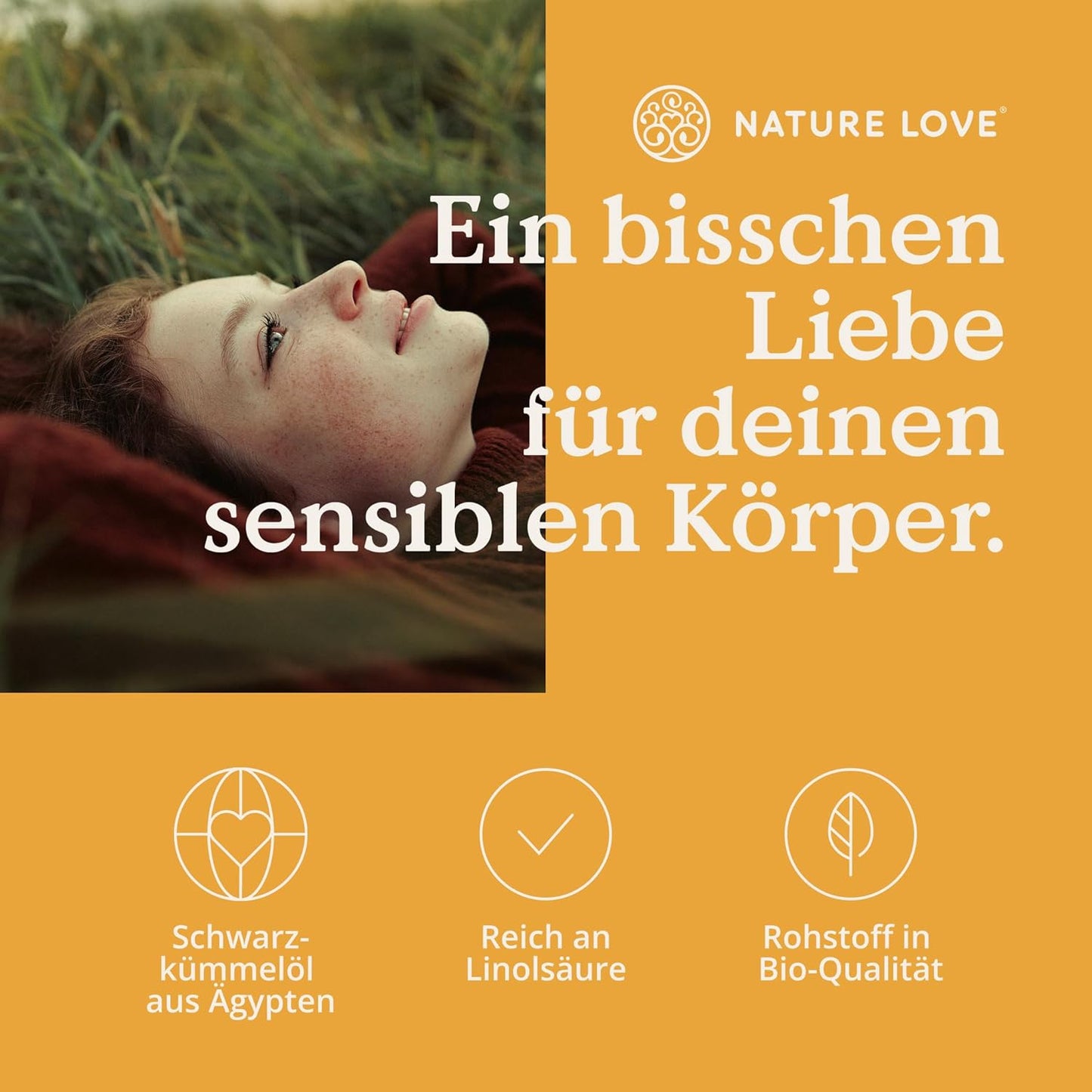 NATURE LOVE® Bio Schwarzkümmelöl - 240 allergenfreie, vegane Kapseln - hochdosiert: 1000mg pro Tagesdosis - davon 50% Linolsäure - kaltgepresst, aus Ägypten