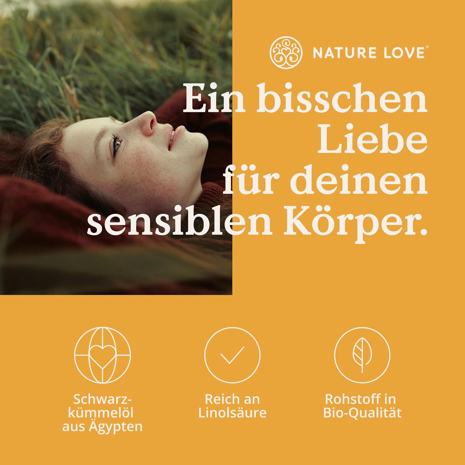 NATURE LOVE® Bio Schwarzkümmelöl - 240 allergenfreie, vegane Kapseln - hochdosiert: 1000mg pro Tagesdosis - davon 50% Linolsäure - kaltgepresst, aus Ägypten