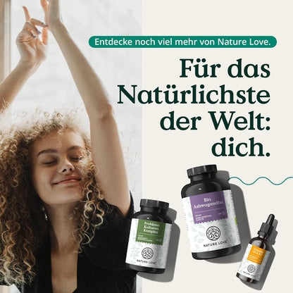 NATURE LOVE® Bio Ashwagandha - 240 Kapseln - Hochdosiert mit 1950mg je Tagesdosis - Hochwertiges indisches Ashwagandha - Laborgeprüft, vegan, in Deutschland produziert