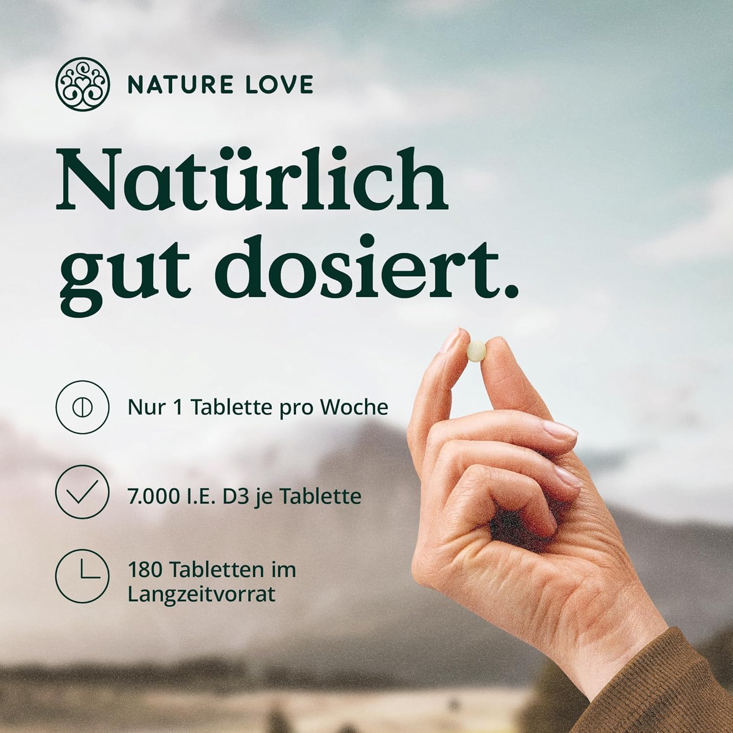Vitamin D3 K2 Wochendepot - 180 vegane Tabletten - 7000IE D3 + 140µg K2 pro Tablette mit >99,7% all-trans - Hochdosiert & vegan - Laborgeprüft, in Deutschland produziert