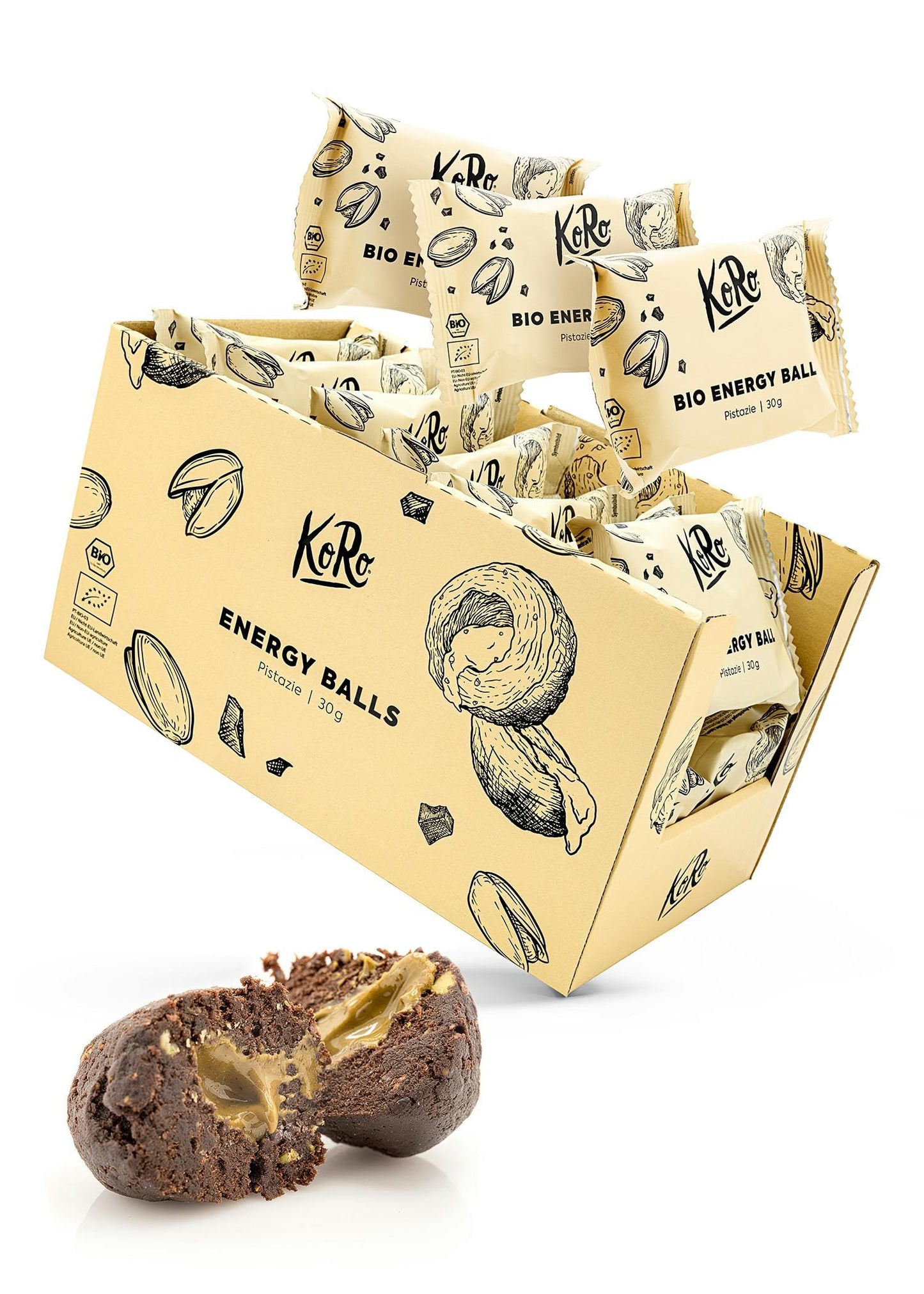 KoRo Bio Energy Balls Salted Hazelnut - Bio und vegan - Mit cremiger Haselnussmusfüllung - Hoher Ballaststoffgehalt