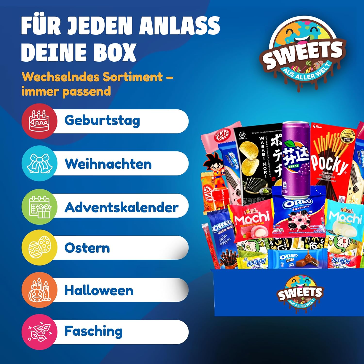 Asiatische Süßigkeiten Box - Japanische, Koreanische, Vietnamesische & mehr Süssigkeiten - Asiatische Snacks & Süßigkeiten aus aller Welt Box (XL)