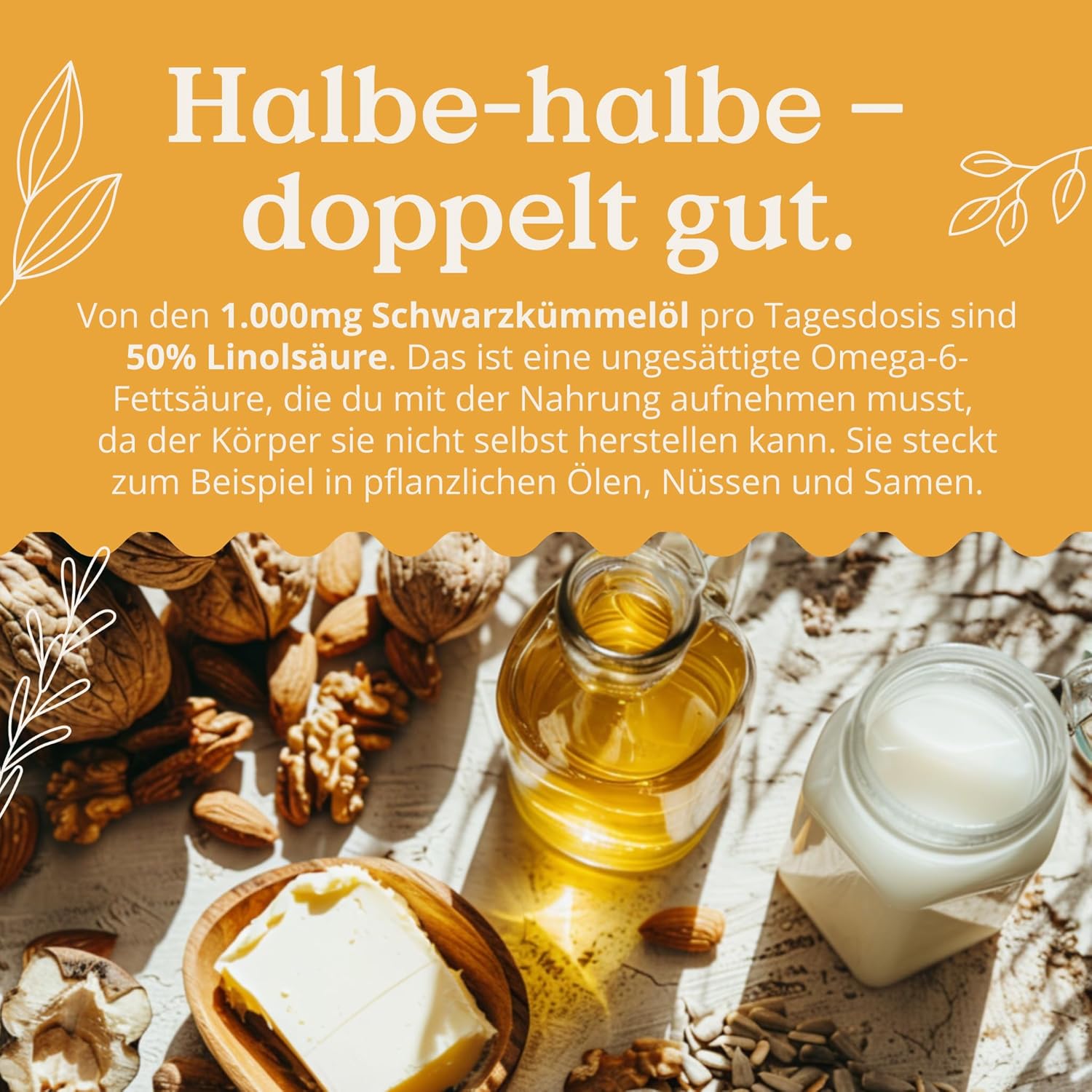 NATURE LOVE® Bio Schwarzkümmelöl - 240 allergenfreie, vegane Kapseln - hochdosiert: 1000mg pro Tagesdosis - davon 50% Linolsäure - kaltgepresst, aus Ägypten