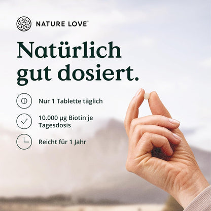 Biotin Komplex - mit Zink, Selen, Silizium & Vitamin B5 - hochdosiert mit 10.000µg Biotin - 365 Tabletten für Haare, Haut und Nägel - Haar Vitamine im Jahresvorrat - vegan & laborgeprüft