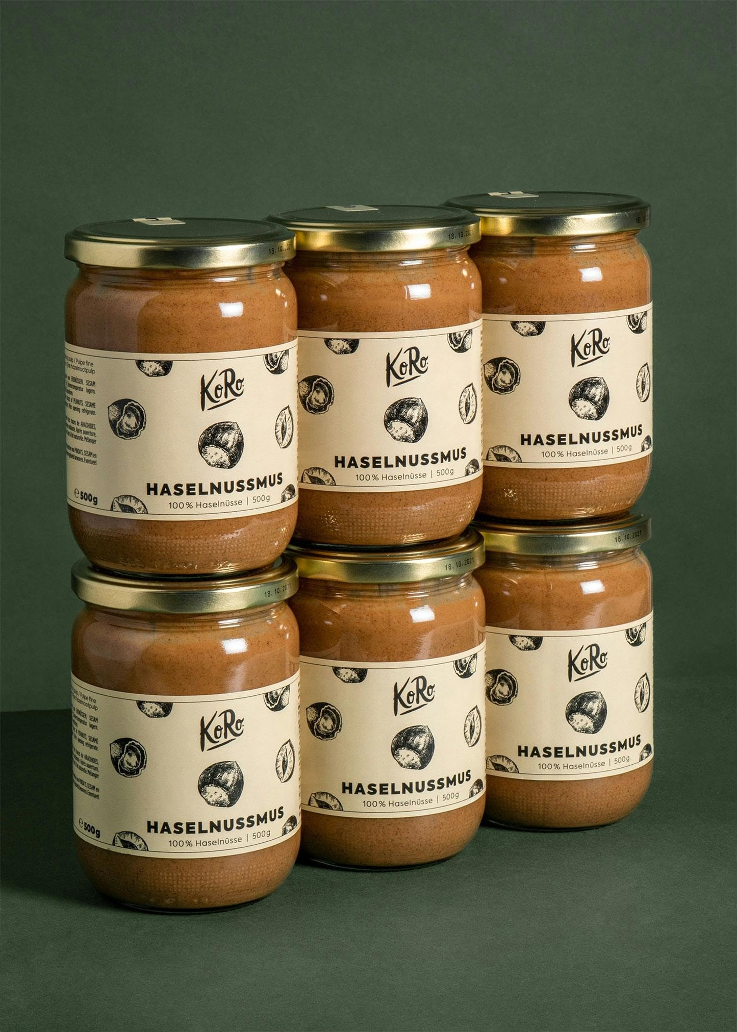 KoRo - Haselnussmus 500 g - Ohne Zusätze oder Konservierungsstoffe - Aus 100% Haselnüssen - Perfekt für Smoothies Bowls, Salatdressings und Brotaufstriche - Großes Glas zum Vorteilspreis