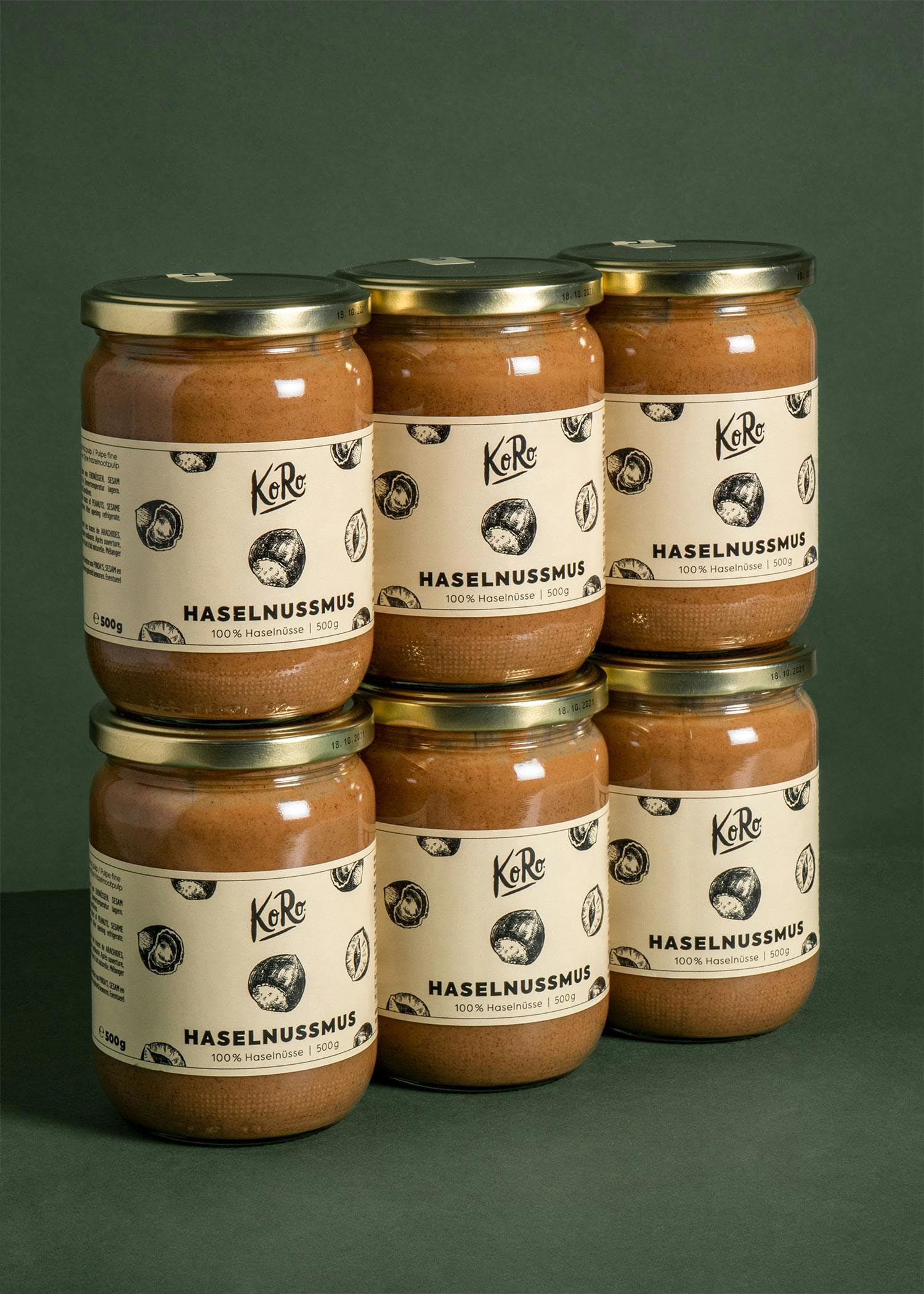 KoRo - Haselnussmus 500 g - Ohne Zusätze oder Konservierungsstoffe - Aus 100% Haselnüssen - Perfekt für Smoothies Bowls, Salatdressings und Brotaufstriche - Großes Glas zum Vorteilspreis