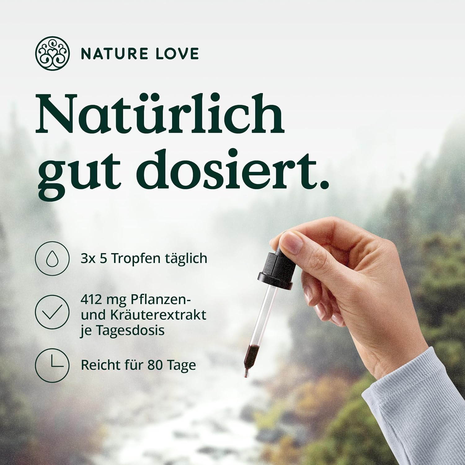 NATURE LOVE® Bio Bittertropfen ohne Alkohol nach Hildegard von Bingen (50ml) - hochdosierte Bitterstoffe Tropfen als 5:1 Extrakt aus erlesenen Kräutern und Pflanzen - vegan, laborgeprüft