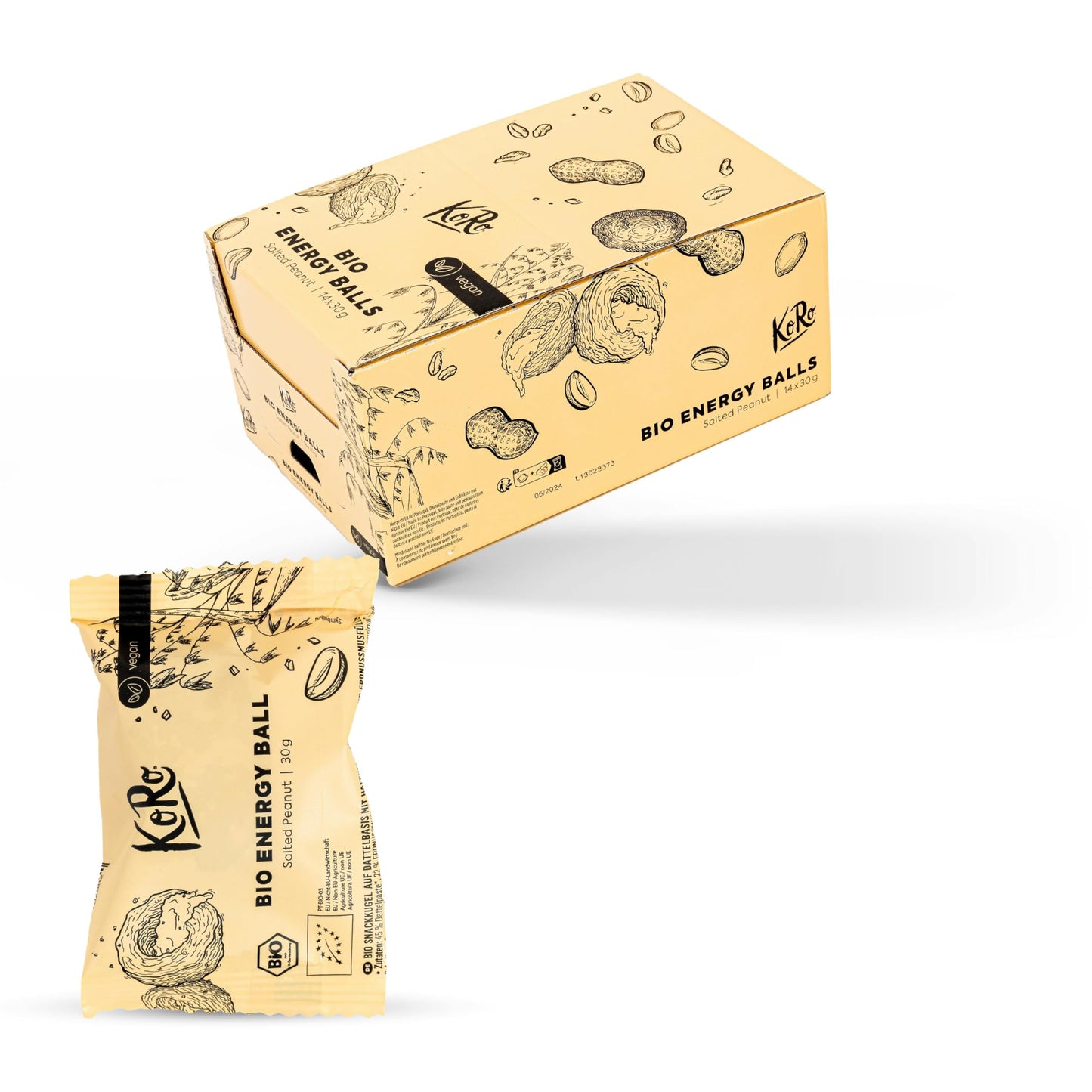 KoRo Bio Energy Balls Salted Hazelnut - Bio und vegan - Mit cremiger Haselnussmusfüllung - Hoher Ballaststoffgehalt