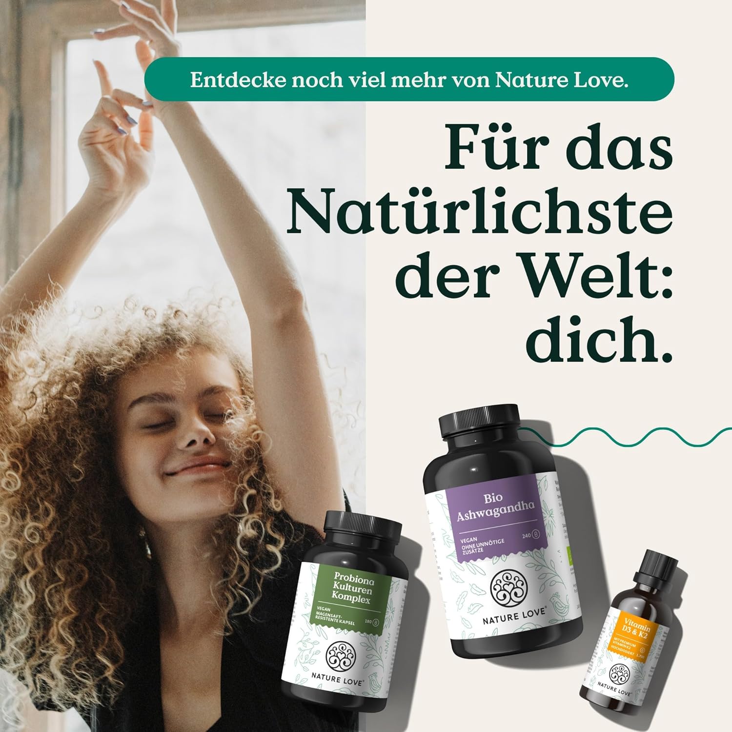 NATURE LOVE® Bio Ashwagandha - 240 Kapseln - Hochdosiert mit 1950mg je Tagesdosis - Hochwertiges indisches Ashwagandha - Laborgeprüft, vegan, in Deutschland produziert