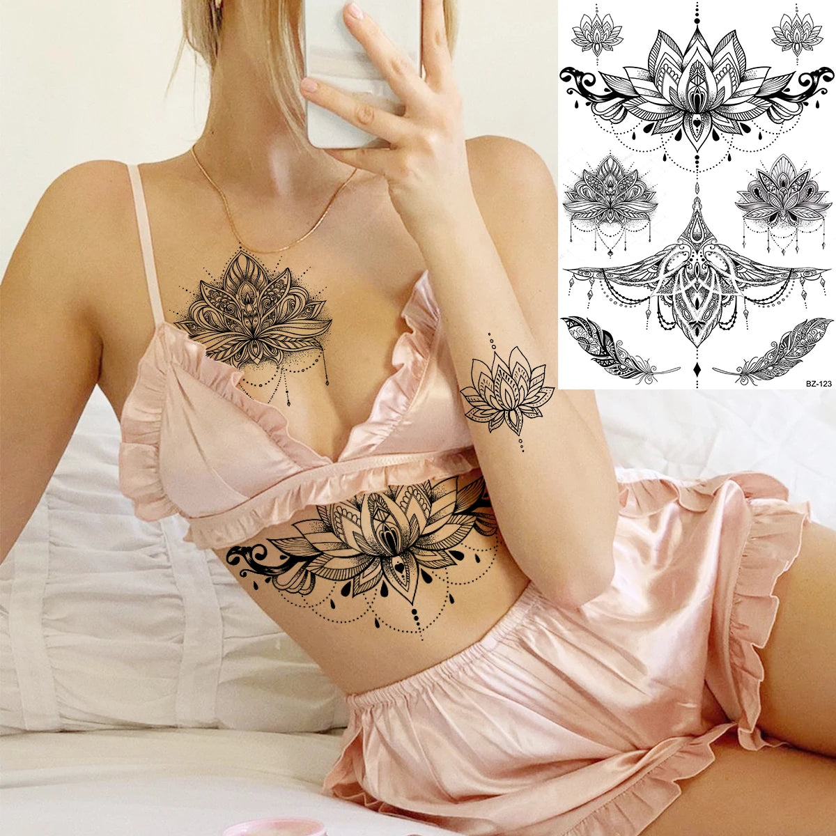 Festival-Tattoo Mandala – Temporärer Körperschmuck