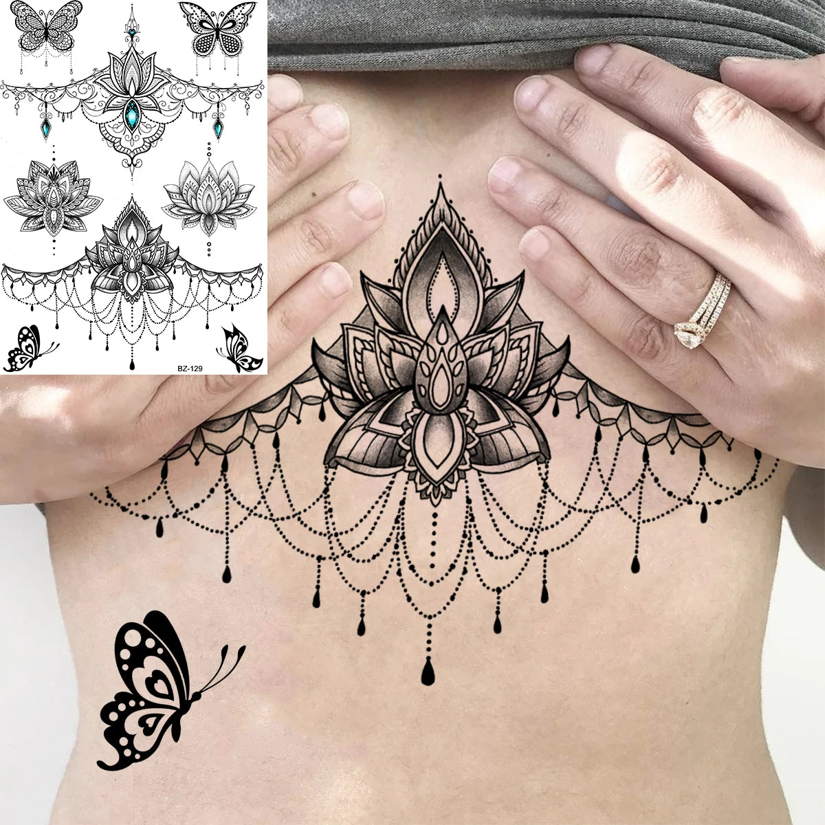 Festival-Tattoo Mandala – Temporärer Körperschmuck