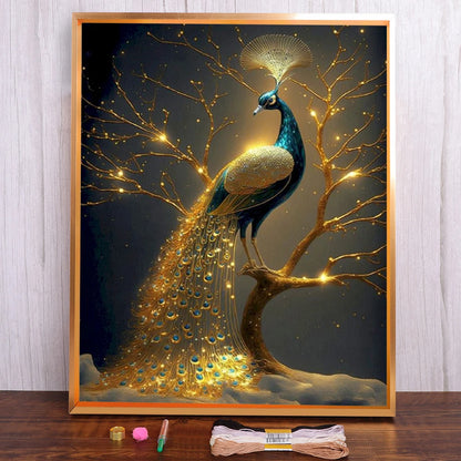 Kreuzstich-Set- Goldene Pfauenpracht