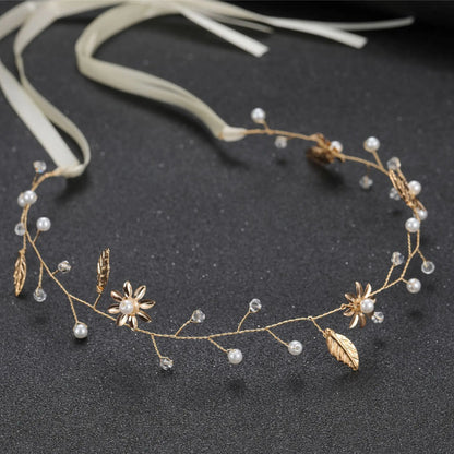 Elegantes Haarband – Gold & Perlen