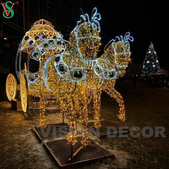 Outdoor Licht-Kutsche – Weihnachts-Skulptur