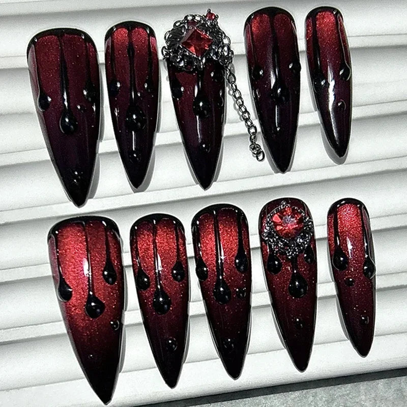 Press-On Nails – Dark Blood Red