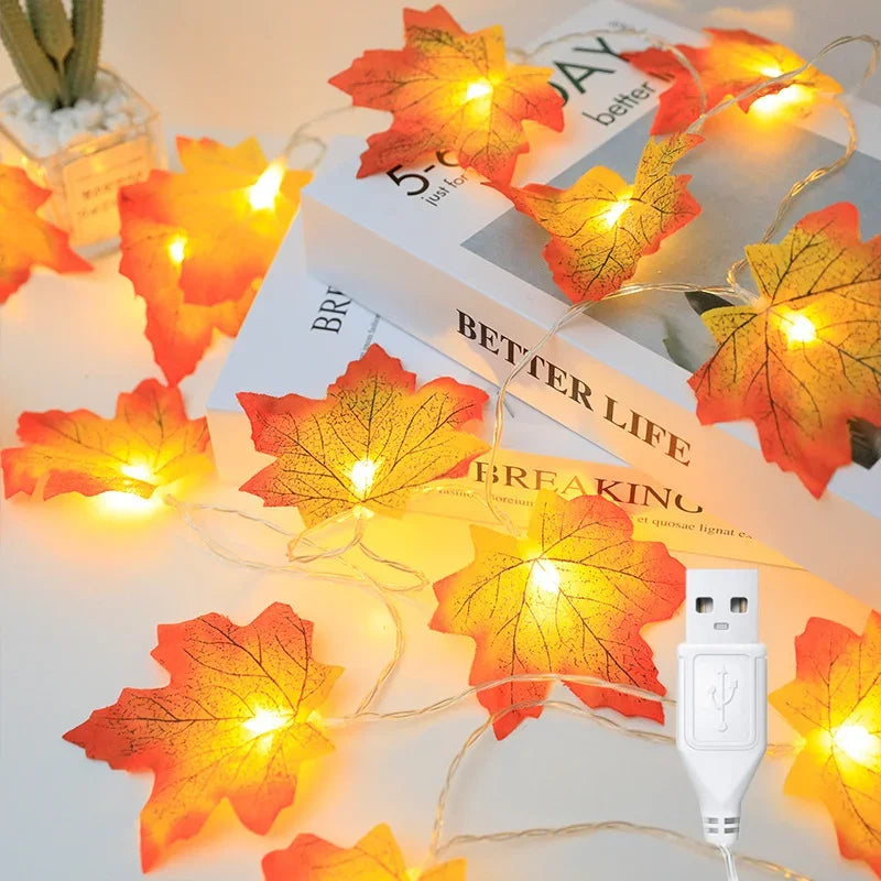 Herbstliche Lichterkette – Ahornblätter