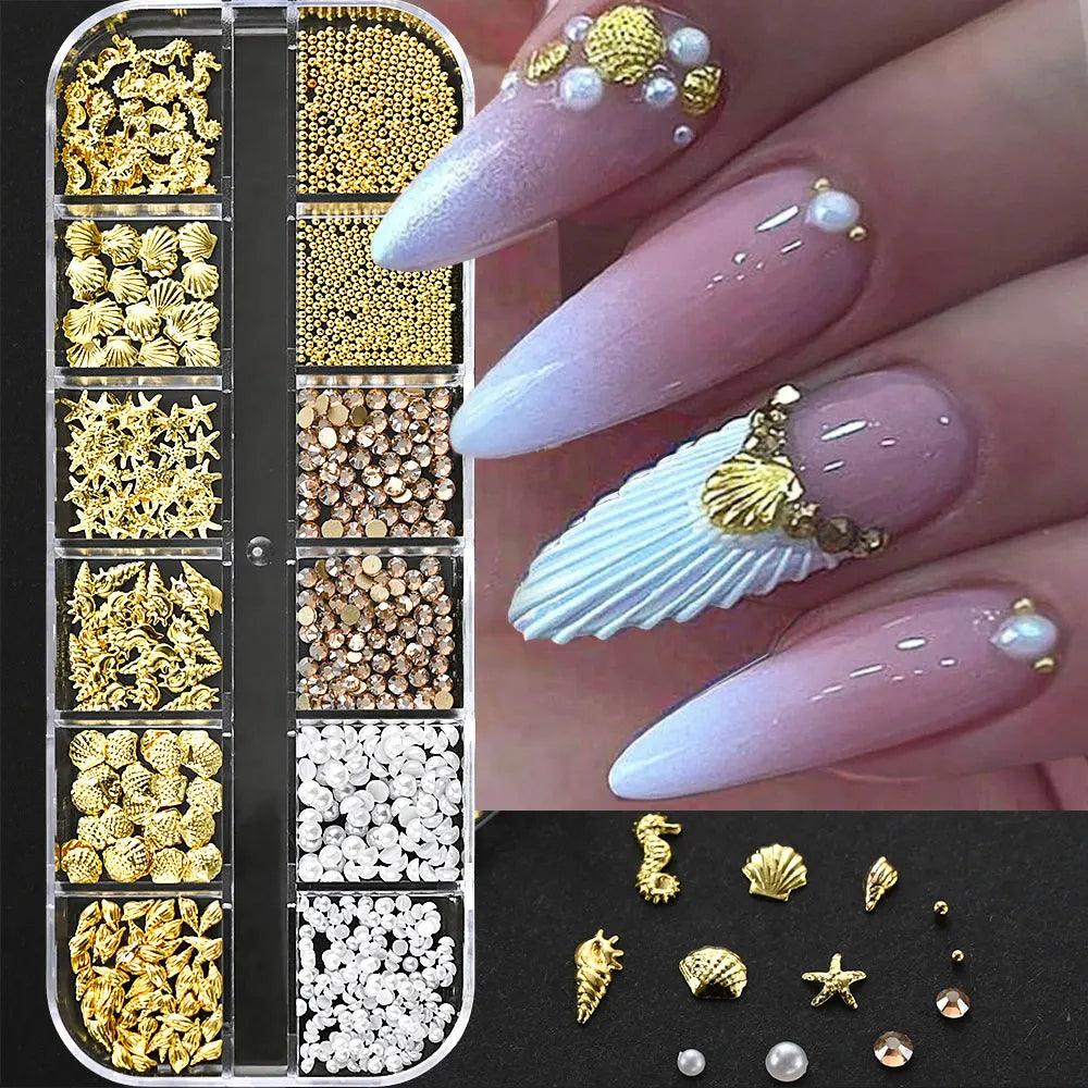 Nature Nail Charms – Metallic Deko