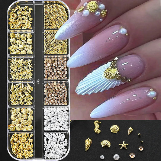 Nature Nail Charms – Metallic Deko