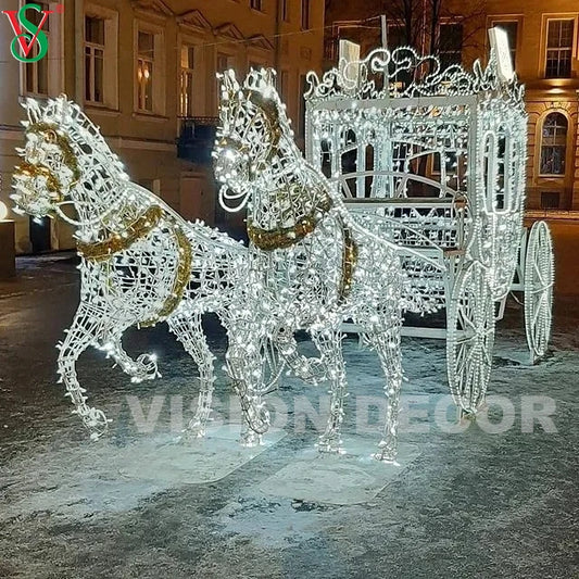 LED Pferdekutsche – Outdoor Weihnachts-Skulptur