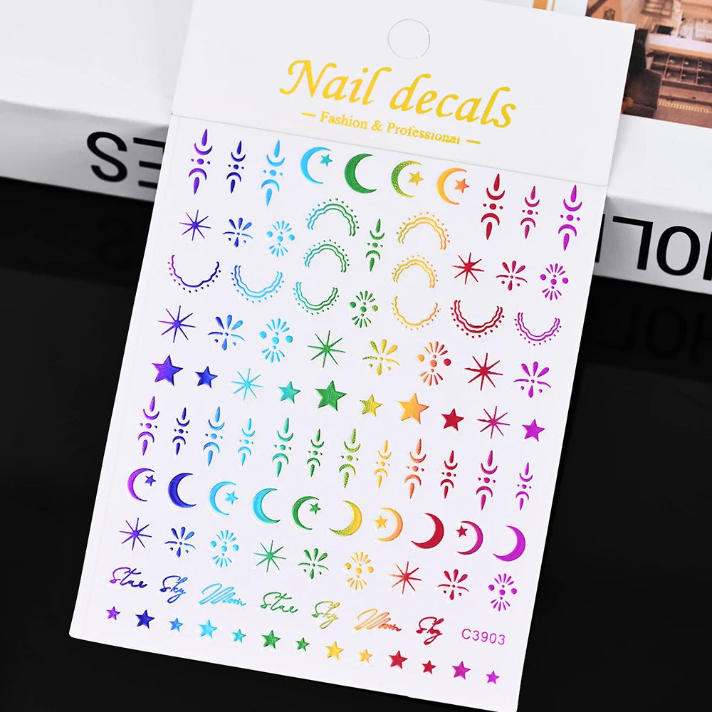 3D Nail Sticker – Sonne, Mond & Sterne