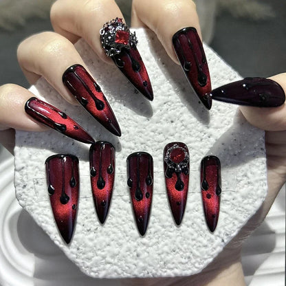 Press-On Nails – Dark Blood Red