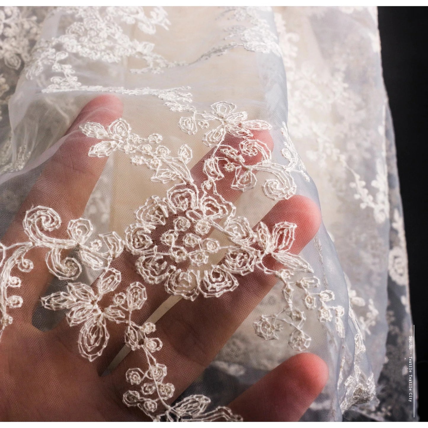 Spitzenstoff mit Stickmuster