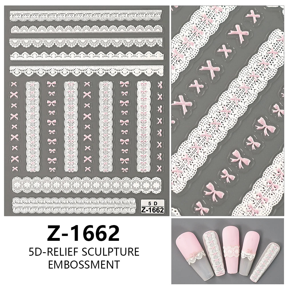 Nail Sticker – Schleifen & Spitzen-Look
