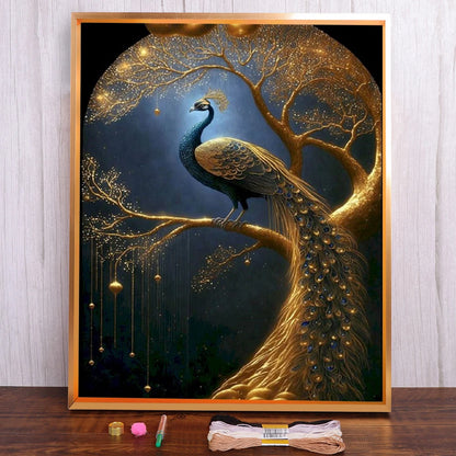 Kreuzstich-Set- Goldene Pfauenpracht