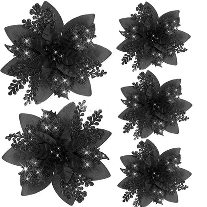 Glitzernde Weihnachtsblumen – Festliche Baumdeko