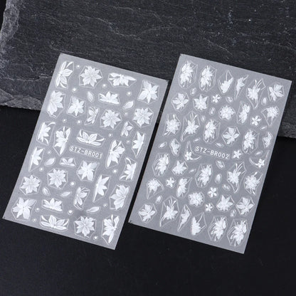 3D Nail Sticker – Weiße Blumen