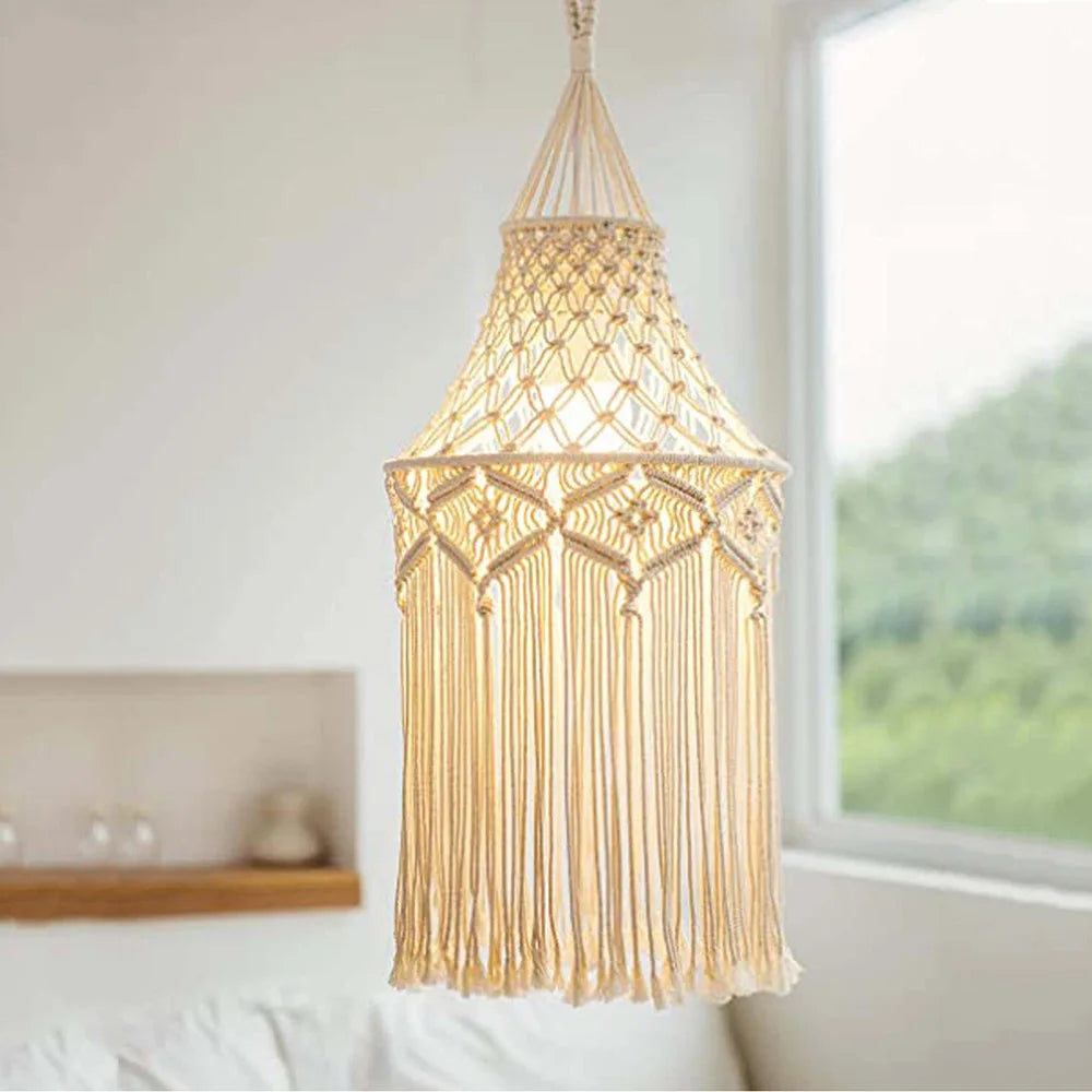 Makramee-Quastenlampe – Boho-Charme - sunny.side-Productions