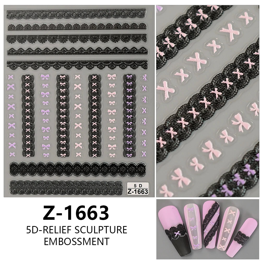 Nail Sticker – Schleifen & Spitzen-Look