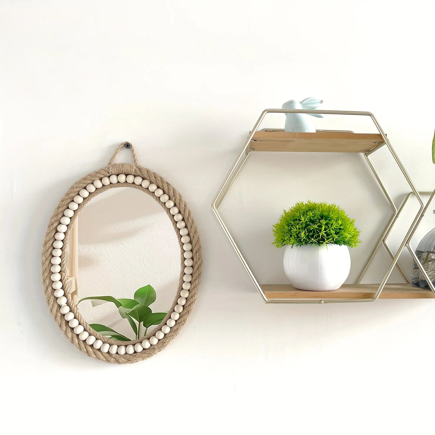 Ovaler Boho-Spiegel – natürliche Eleganz