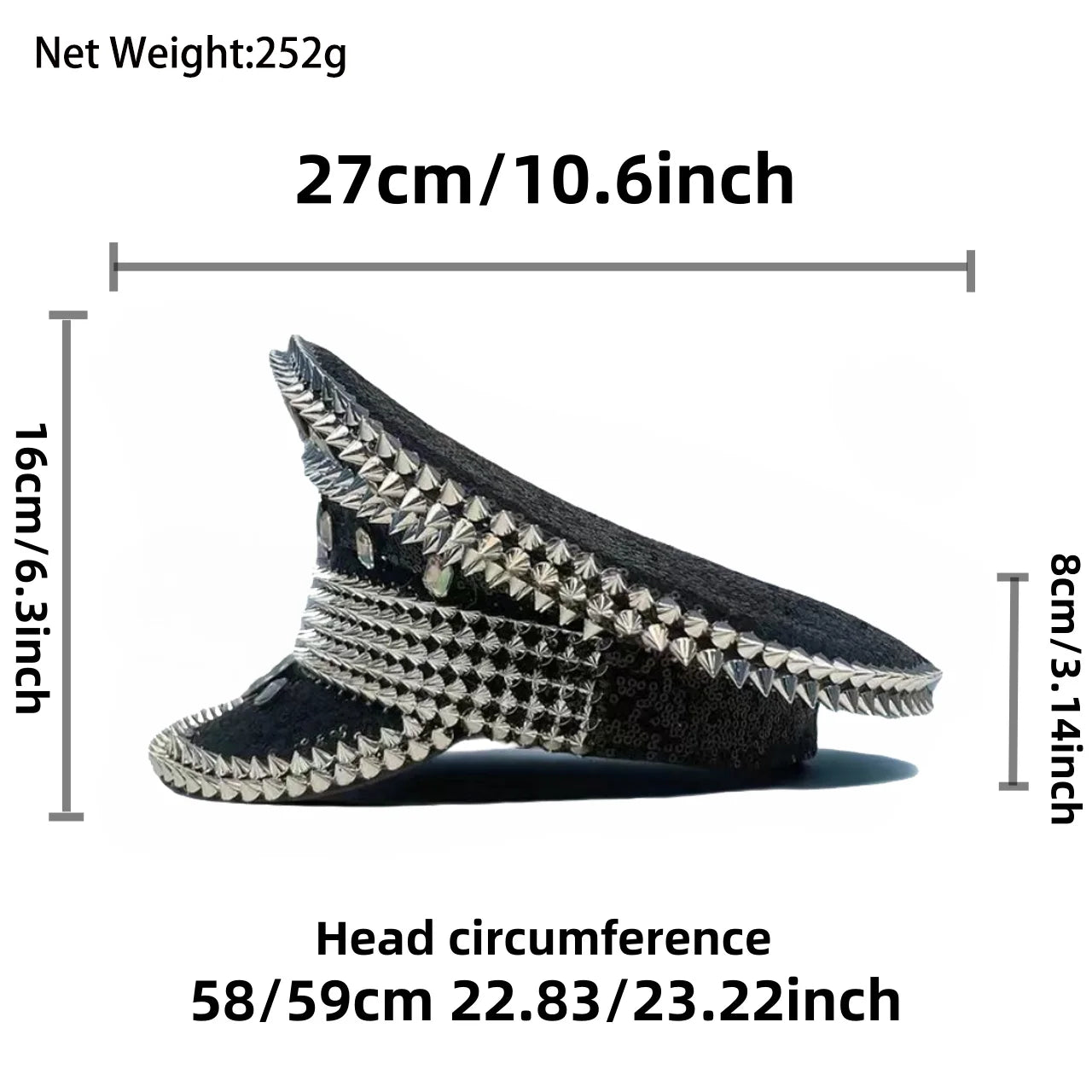 Festival Cap mit Strass & Nieten